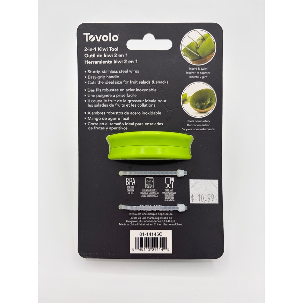 Tovolo 2-in-1 Kiwi Tool Peeler and Slicer Green Stainless Steel 81-14145C - Picture 2 of 2
